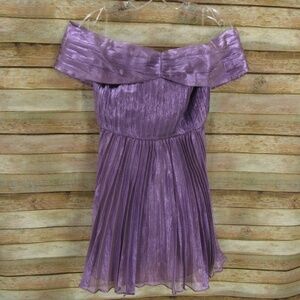 Collective The Label Metallic Purple Off Shoulder Dress 8